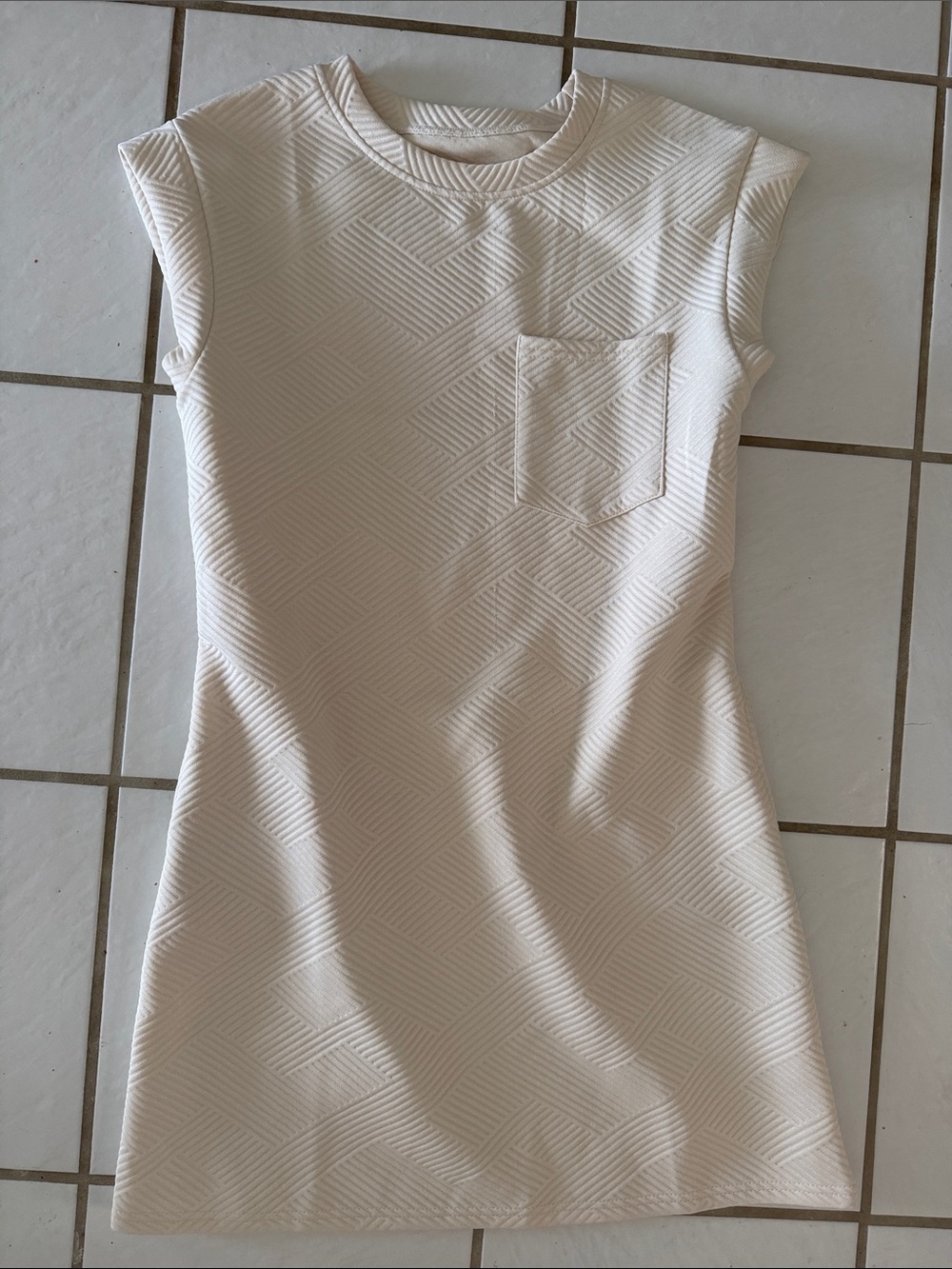 Sleeveless Quilted Pocket Shift dress in Soft Ivory